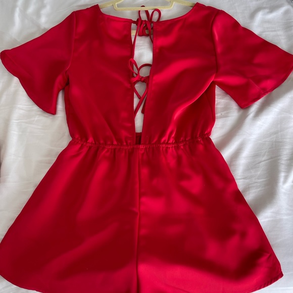 Revolve By The Way Red Silky Romper - Picture 4 of 5